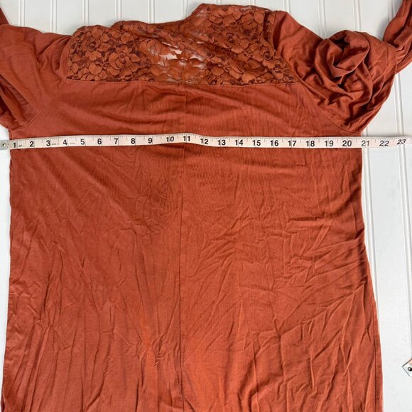 Torrid Super Soft Knit orange lace detail open front cardigan size 0/large E29 - Picture 7 of 8